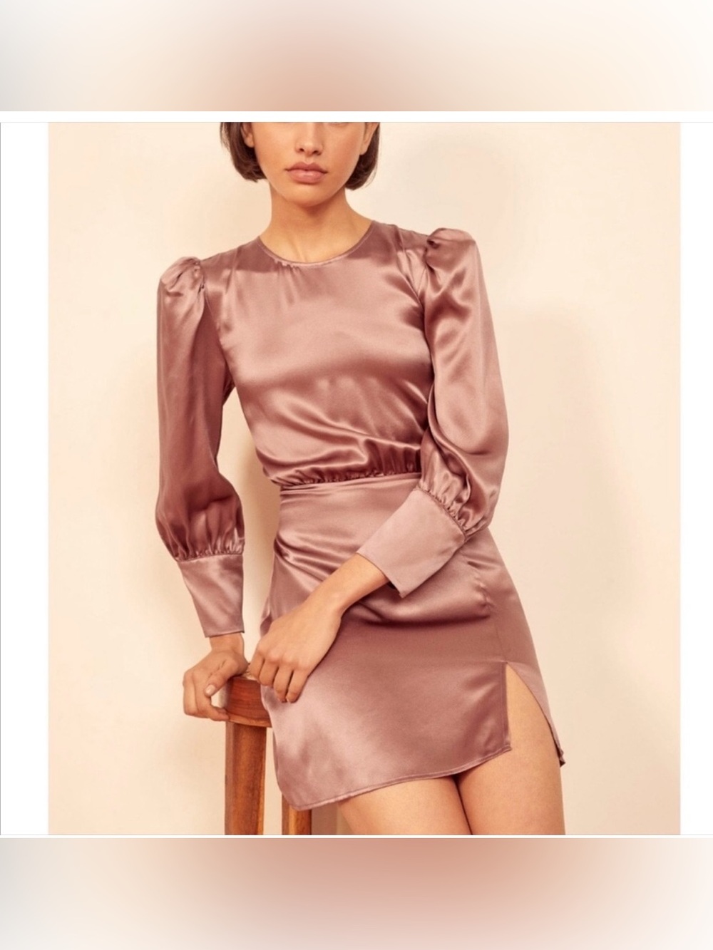 Reformation Cairo Silk Dress Praline Pink Size 6